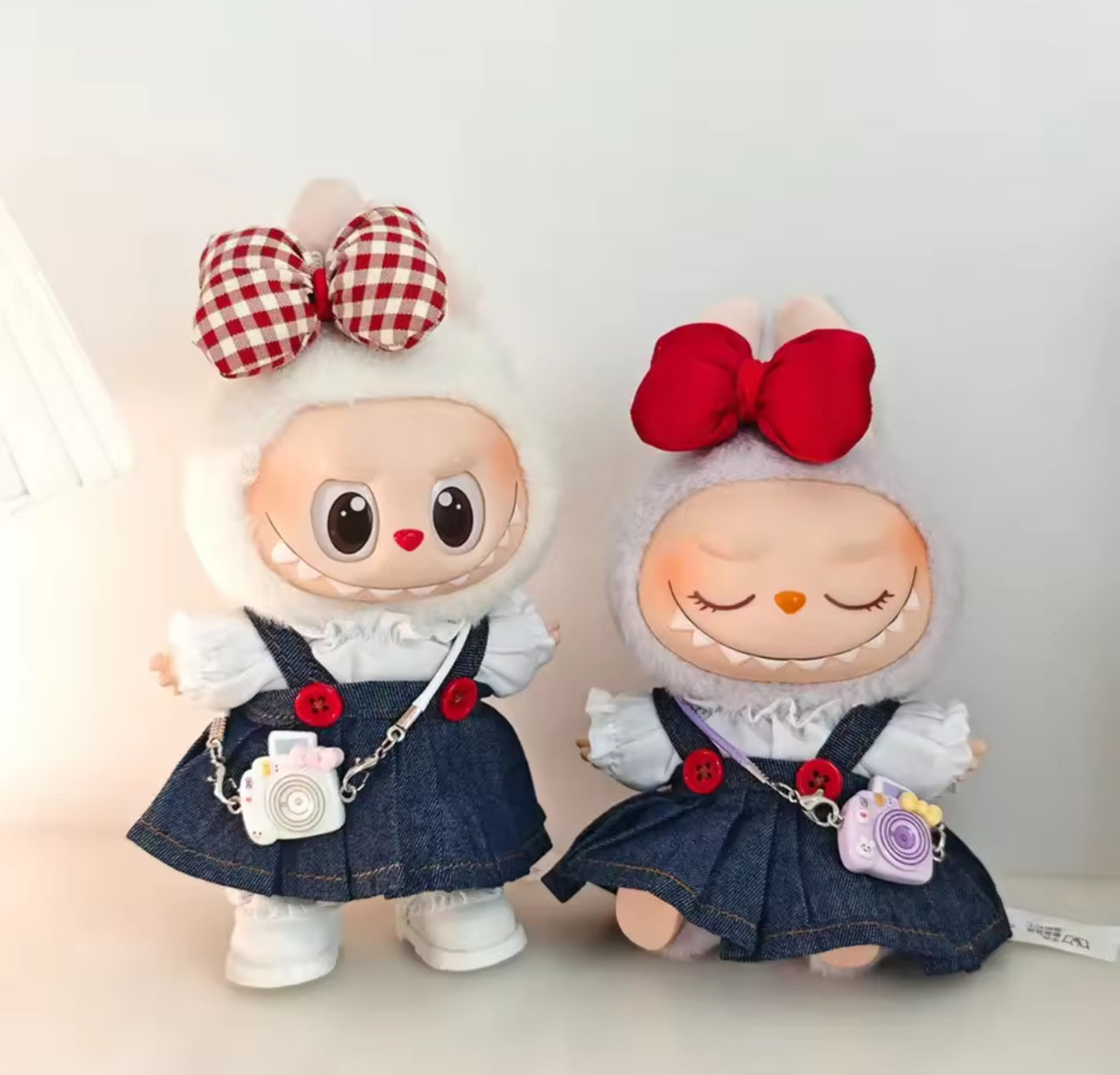 DENIM DRESS AND BOW SET DOLL OUTFIT