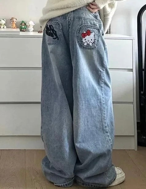 HK BACK POCKET PRINT JEANS