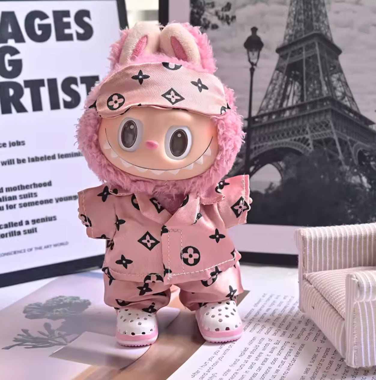 PINK DESIGN PYJAMAS DOLL OUTFIT