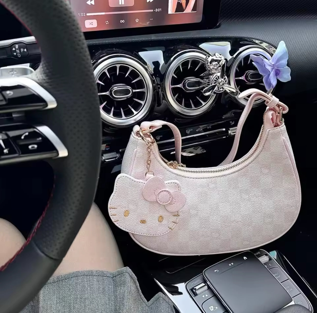 HK PASTEL PINK KEYRING BAG