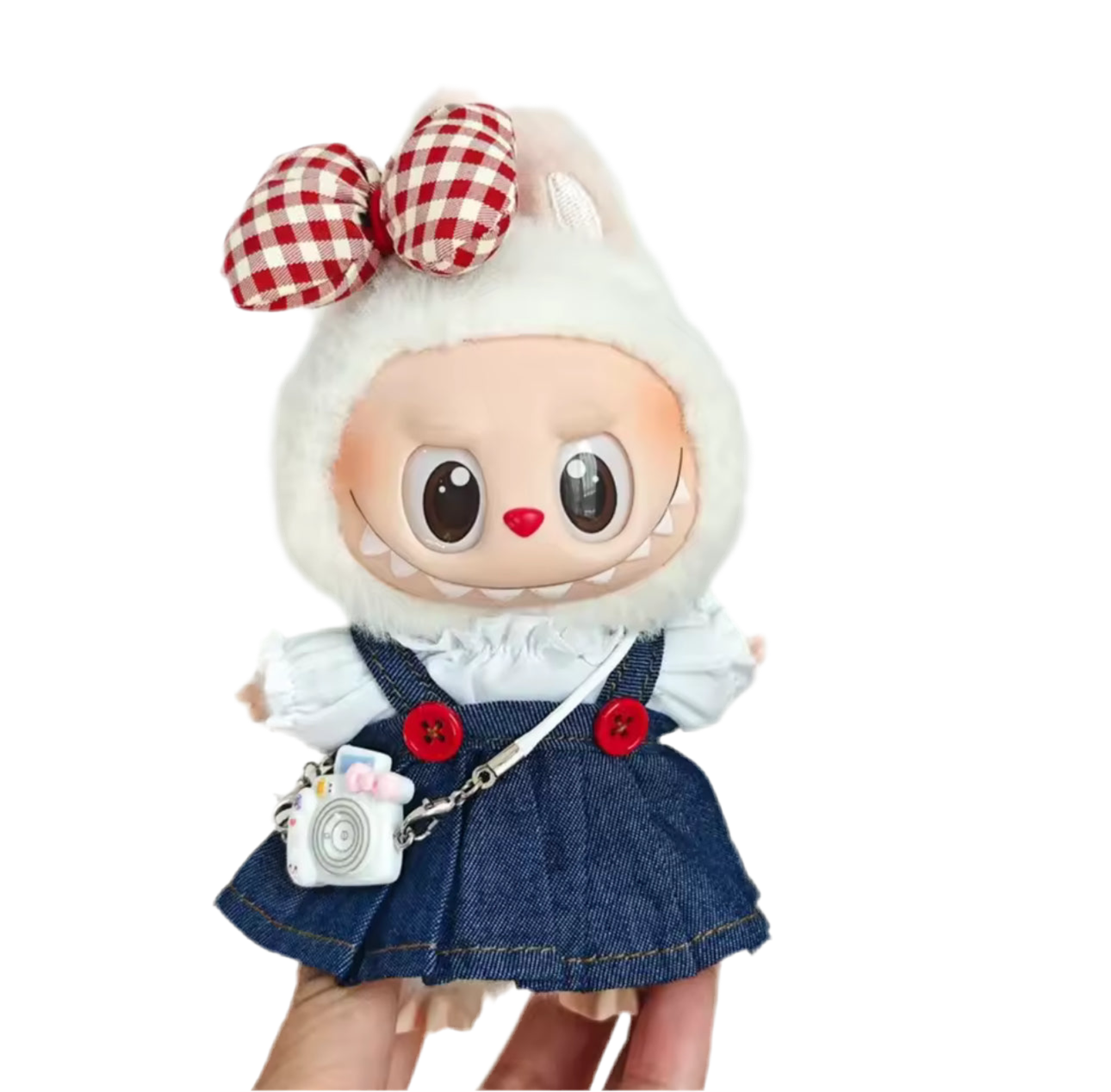 DENIM DRESS AND BOW SET DOLL OUTFIT