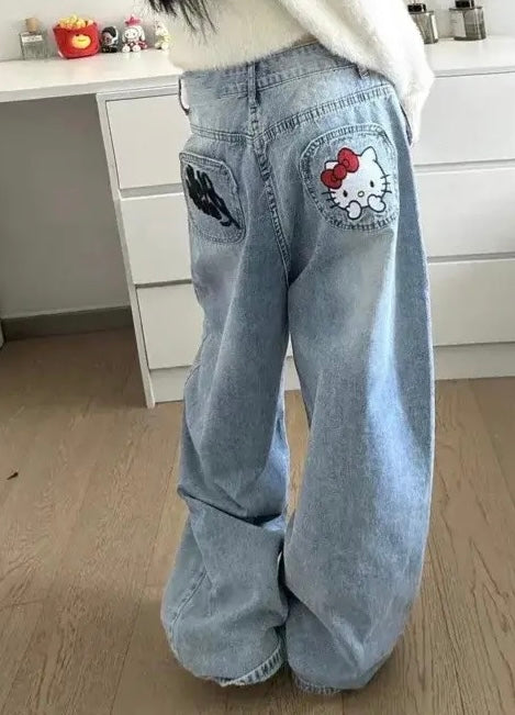 HK BACK POCKET PRINT JEANS