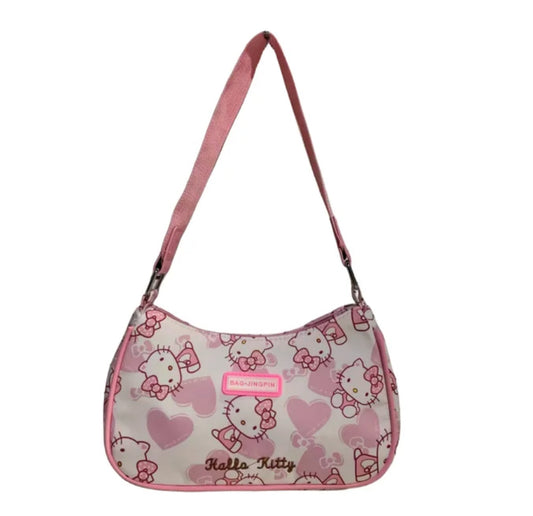 HK PINK AND WHITE HEART HANDBAG