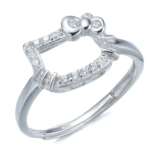 HK SILVER ADJUSTABLE RING GEMSTONE