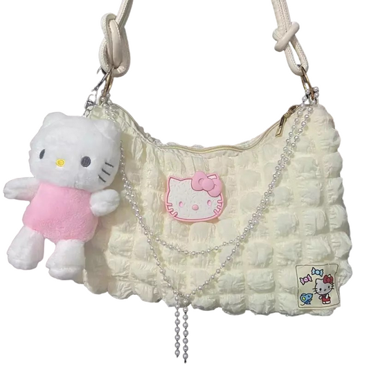 HK WHITE ROUCHED BAG